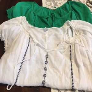 Two peasant blouses with embroidery..